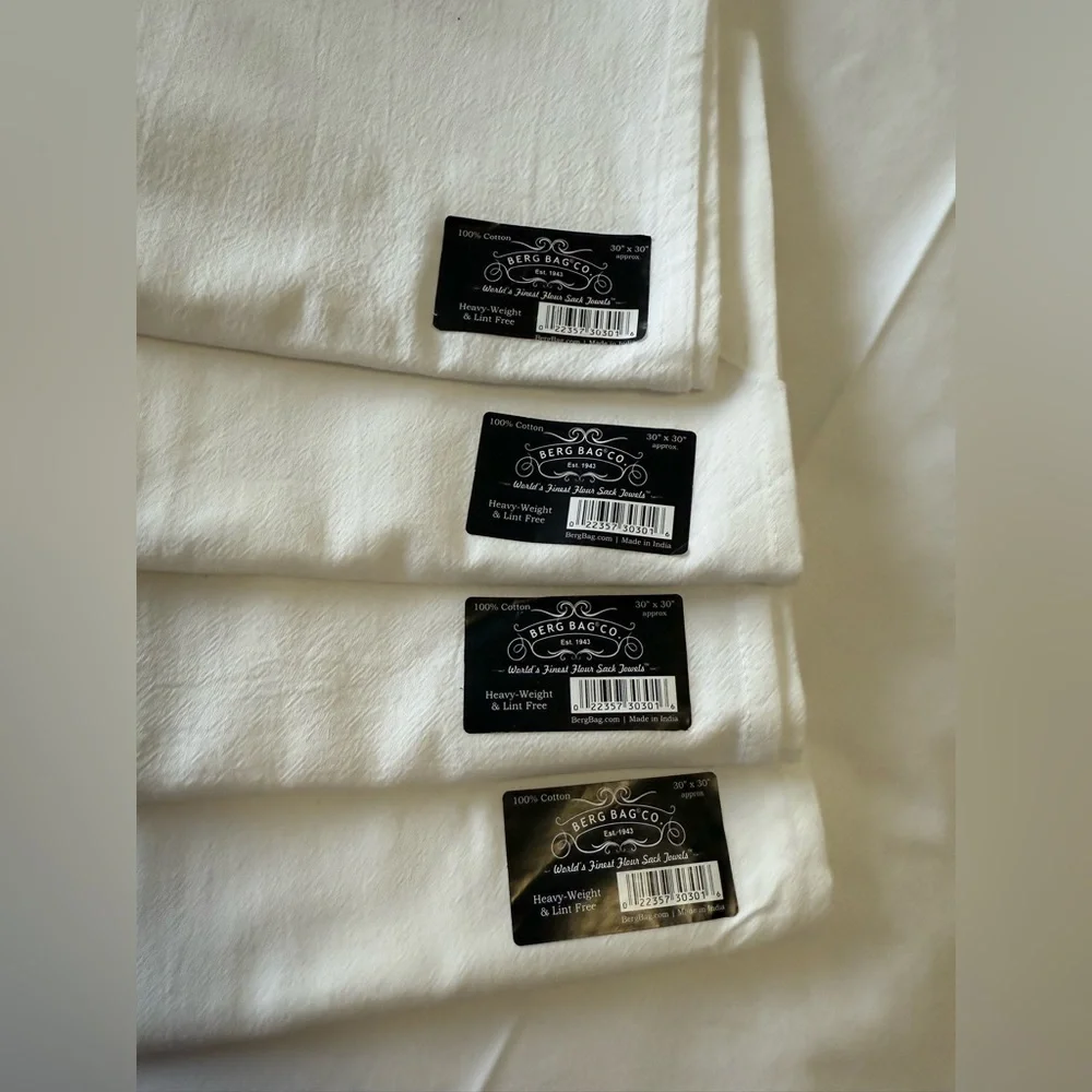 Berg Bag Co | Set (4) Cotton Heavy Lint Free | Flour Sack Towels | 30” X 30” - Picture 4 of 4